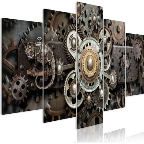 Tableau Imprimé 5 Panneaux "Old Mechanism Wide" 50 x 100 cm (1/2)