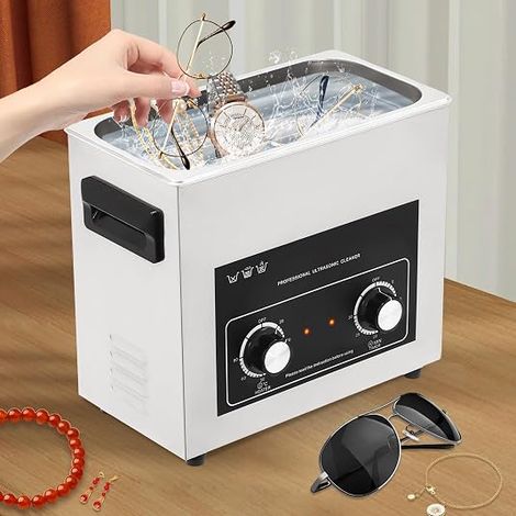 Ultrasonic Cleaner with Heater Stainless Steel Ultrasonic Cleaning Machine with Knob Timer Basket and Drain Valve Stainless Steel Ultrasonic Bath for Jewelry Watches (1/5)