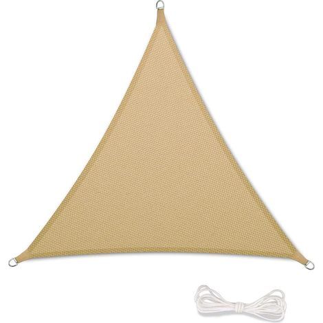 Voile d'ombrage 3x3x3m Auvent Résistante aux Imperméable pour Patio & Terrasse Jardin de Protection Solaire 90% Une Protection des Rayons UV avec Corde Libre Triangulaire Sand (1/5)
