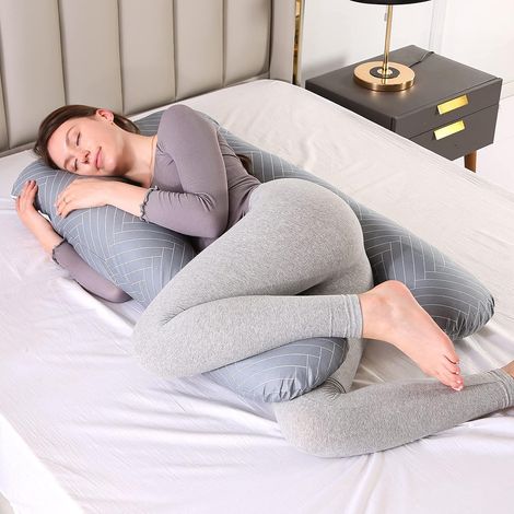 Cuscino per la gravidanza, cuscino per maternità a forma di U, per donne in gravidanza, comodo cuscino con fodera in velluto sfoderabile e lavabile (UG, 60 x 120 cm) (1/5)