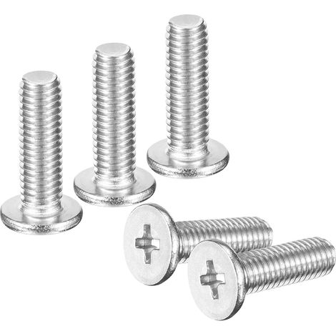 100Pcs M5-0.8 x 16mm Tête Plate Ronde Vis 304 Acier Inoxydable (1/5)