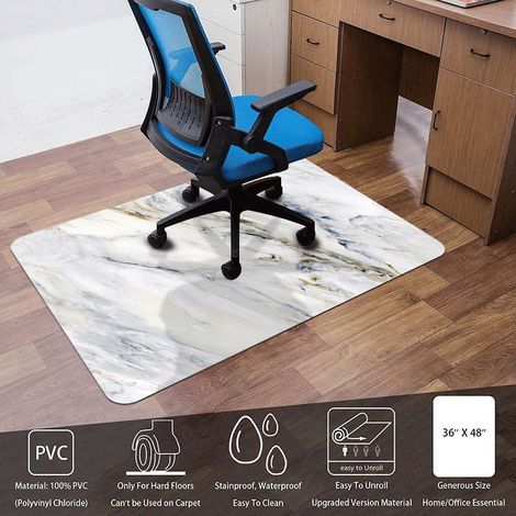 Anti-slip floor mats for study and living room, chair cushions, seat cushions, protective mats for wood flooring and tiles - Pine marble pattern - 761222mm