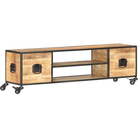 Meuble TV-Banc TV-Meuble Télé 130x30x39 cm Bois massif de manguier 339510 (1/5)