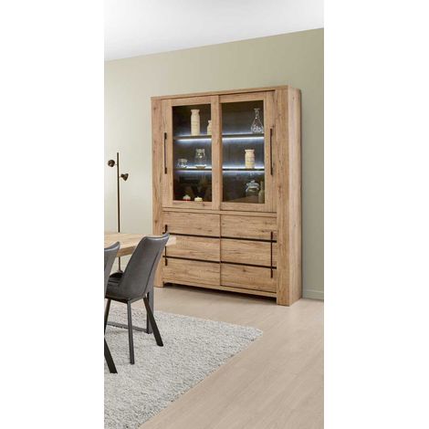 Vaisselier/argentier contemporain 146 cm coloris chêne Paulin (1/5)