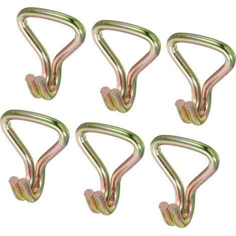 Crochet double J pour sangles d'arrimage de 50 mm, lot de 6, capacité de 3 tonnes
