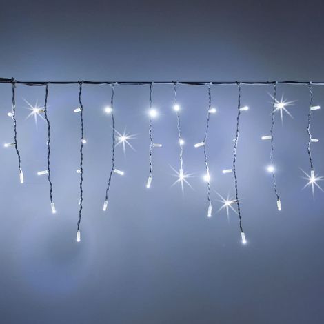 Koem cascata di stalattiti tenda a pioggia 5x0,5 mt con 190 luci di Natale a Maxi Led Bianco Freddo con flash Bianco Ghiaccio IP65 professionale per esterno e interno Bianco Freddo 5x0.50 metri - 190  (1/5)