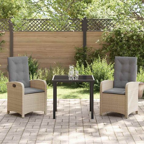 Ensemble de salle à manger pour jardin 3 pcs-Salon de jardin Beige polyrotin 509088 (1/5)