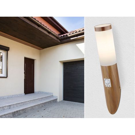 LED Außenwandleuchte in Holzoptik mit Bewegungsmelder, Höhe 40,5cm (1/5)