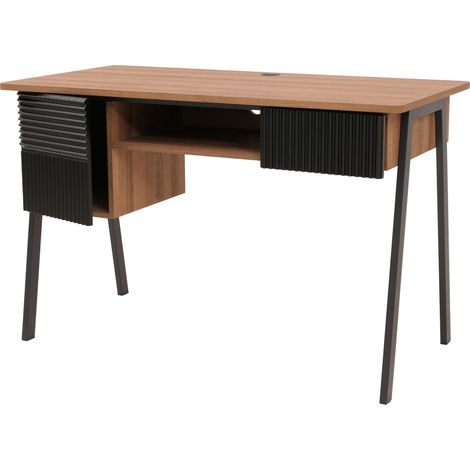 Bureau HWC-O40 bureau d'ordinateur MDF métal mélaminé 78x120x60cm - naturel (1/5)