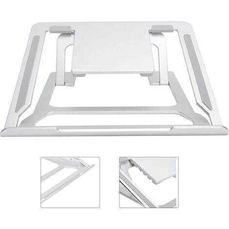 Support pliable et portable pour ordinateur portable C6 en alliage d'aluminium argenté, compatible avec les ordinateurs portables de 11 à 17 pouces. (1/5)