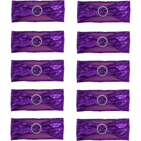 10 Bands Élastiques pour Chaises, Nœuds Décoratifs Étirables pour Mariage, Banquet, Hôtel - Violet (1/5)