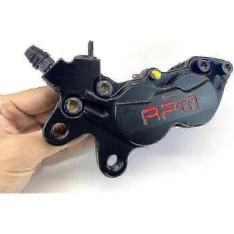 Étrier de frein de moto 40 mm, montage P4, piston axial, pompe de frein compatible avec Honda, Yamaha, Kawasaki, Suzuki, scooters et motos tout-terrain (noir, côté gauche) (1/5)