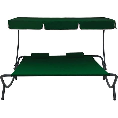 Maison Exclusive - Lettino Prendisole con Baldacchino e Cuscini Verde (1/5)