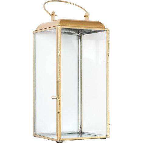 Paris Prix – Lanterne déco en métal 30cm – Forme carrée – Verre et métal – Couleur or – Poids 1,174 kg