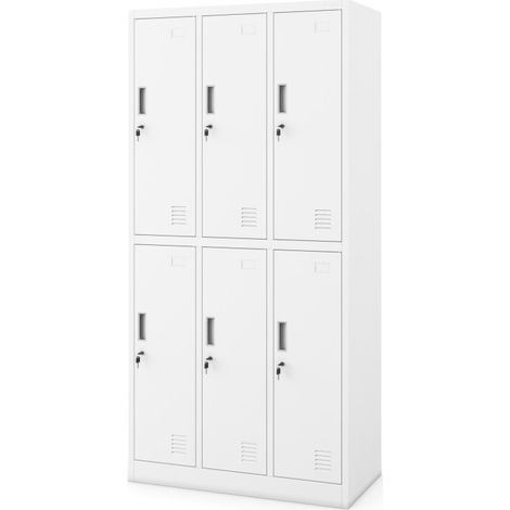 [JAMAIS UTILISE] Vestiaire 6 Casiers avec Penderie Fermeture à Clé JAN NOWAK Igor 900x1850x450mm Blanc - 1882 (1/5)