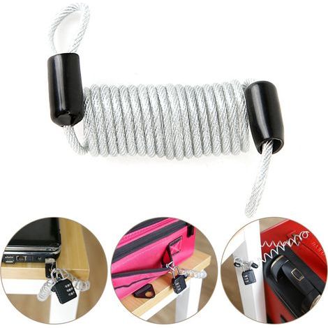 Câble de sécurité en acier à ressort pour vélo, casque et valise (1/4)
