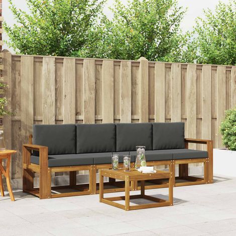 Outdoor-Sofagarnitur mit Kissen 5 pcs Natur und Anthrazit (1/5)