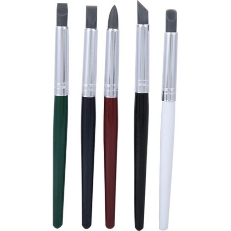 5 Pcs Stylo à modeler en silicone tête souple, outil DIY sculpture argile poterie gravure peinture (1/5)