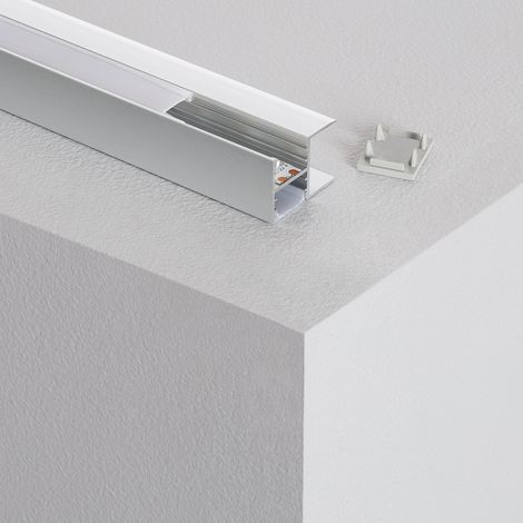 Profilé Aluminium pour Étagère avec Capot Continu pour Ruban LED jusqu'à 12 mm Aluminium 2 m Blanc translucide