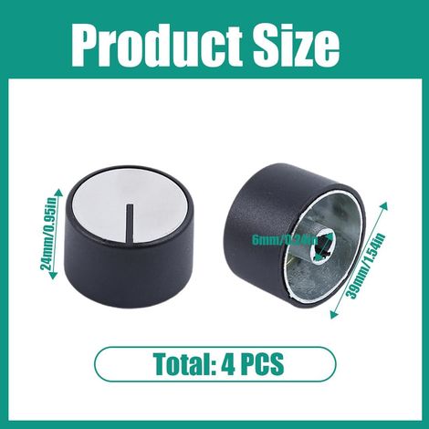 Hob parts and accessories, 4 oven knobs, 6mm hob knobs, universal control knobs for gas hobs (black) (1/4)