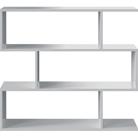 Pegane – Bibliothèque étagère basse 3 niveaux en mélamine blanc brillant – Dimensions 110 x 97 x 24 cm – Séparateur de pièce pour livres et accessoires (1/4)