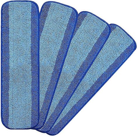 Lot de 4 lingettes de nettoyage en microfibre, compatibles avec les balais Bona et les lingettes réutilisables Swiffer, tête de nettoyage de rechange pour parquets. (1/4)