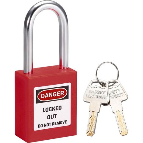 Vorhängeschloss Rot Lockout-Tagout-Sperren 1-1/2 Zoll mit 2 Verschieden Schlüssel (1/4)