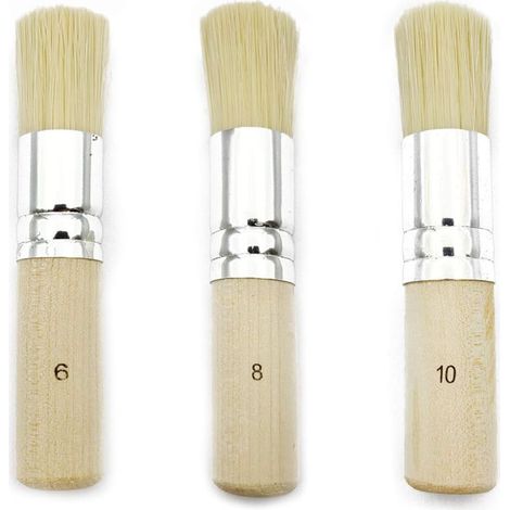 3pcs Wooden Bristle Paint Brushes Stencil Brushes Use for Oil Painting, Watercolor, Stencil Projects, Waxing etc. (13/17/20mm) (1/5)