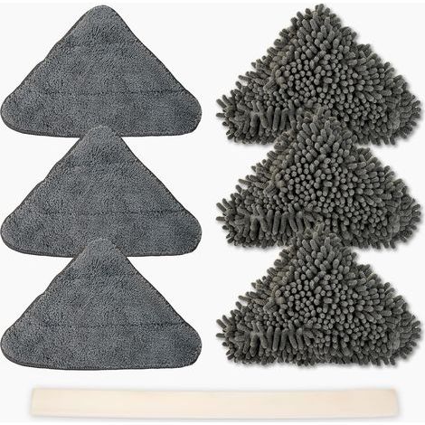 Triangular Mop Refills, 3 Microfibers, 3 Chenille, Silicone Accessory, For Floors and Windows (1/2)