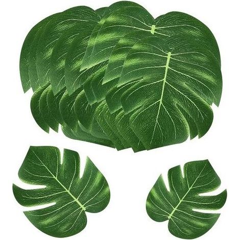 Set mit 24 dekorativen Tropenblättern, künstlichen Palmenblättern, Dekoration zum Valentinstag, hawaiianische Monstera-Pflanze, Dschungel-Dekorationen (1/5)