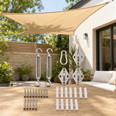 Voile d'Ombrage Triangulaire HDPE Respirant M6 - Voile Parasol Jardin Terrasse (1/5)
