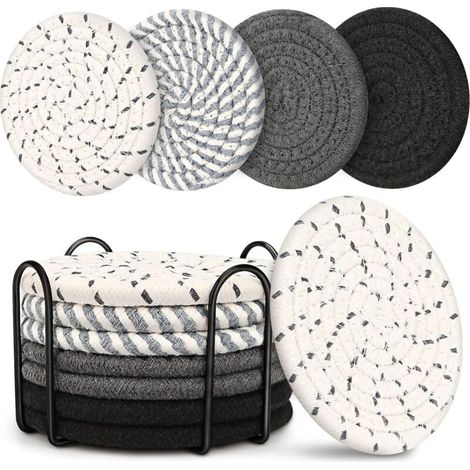 Lot de 8 dessous de verre pour boissons, dessous de verre pour table basse, dessous de verre absorbants pour boissons, dessous de verre pour table en bois, décoration de salon (1/4)