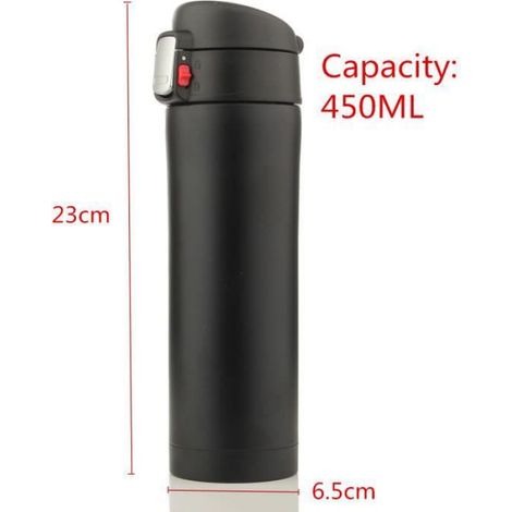 500ml Thermos de the, Mug isotherme d'acier inoxydable, tasse cafe, bouteille d'eau 12 heures Noir 500ML (1/4)