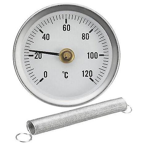 2 thermomètres à tuyau, à pince, à ressort, 0-120 °C, cadran de 63 mm pour eau chaude, usage domestique (1/4)