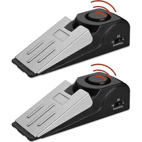 Mini alarme sans fil pour butée de porte, lot de 2 butées de porte bloquantes avec sirène de 120 dB (1/5)
