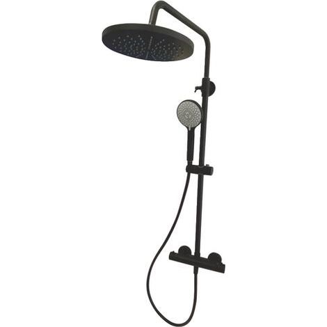 Colonne de douche thermostatique extensible noire mat- Ronde