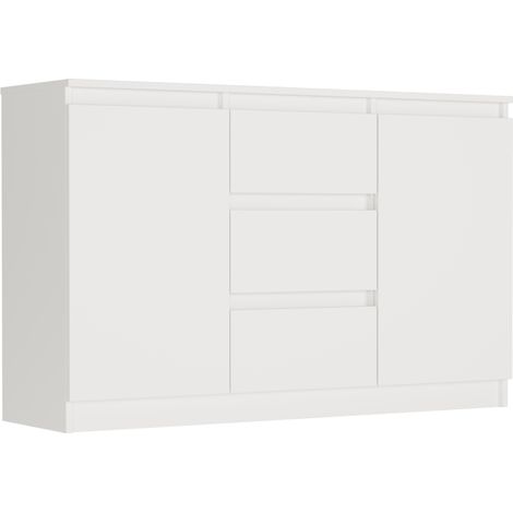Kommode Weiß, 120x33x76 cm - R-120-S3 mit 3 Schubladen