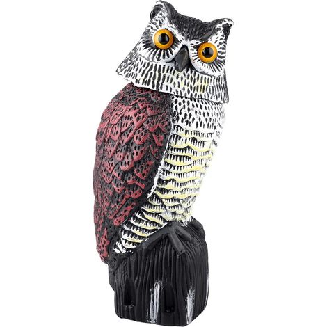 Épouvantail hibou en plastique avec tête pivotante pour jardin ou extérieur (1/5)