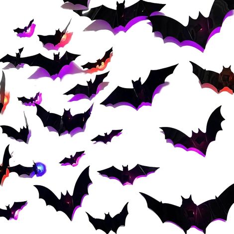 Autocollants de chauves-souris muraux Autocollants 3D Effrayants Décoration Halloween de Chauves-souris Collantes pour Fête Fenêtre Porte Maison Chambre Salon Intérieur Extérieur Porche (1/5)