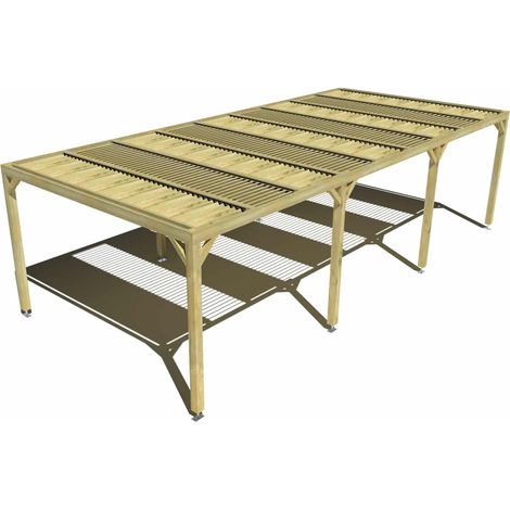 Pergola bois • 9m x 4m • indépendante • sens profondeur • lames orientables bioclimatiques incluses • livraison comprise (1/3)