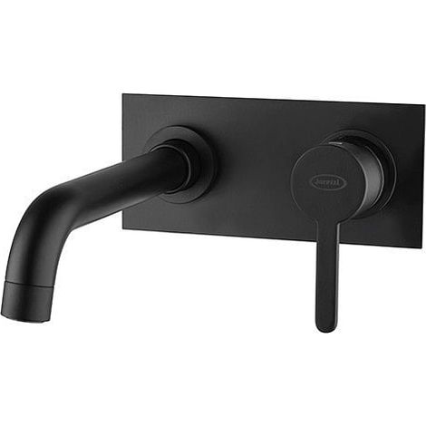 Rubinetto Jacuzzi a incasso con piastra per lavabo serie Sunset YO senza scarico per piletta click clack 0SUYO497JA03 nero opaco (1/2)