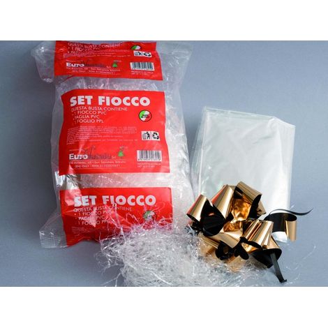 Paglia ppl gr.80+fiocco+foglio cellophane cm.100x130 Euronatale