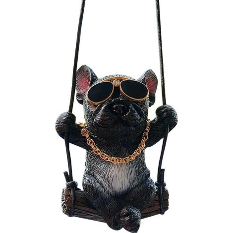 Figurine Bouledogue Français Balançoire Pendentif Voiture Décoration Intérieur Auto Accessoire Mignon Ornement - MMCD-ZGL-05180 (1/5)