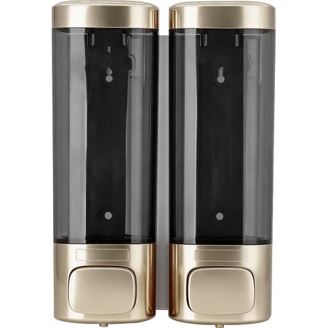 Doppelseifenspender, tropffrei, Wandmontage, Gel-Handseifenspender für Badezimmer, 320 ml x 2, Champagnergold (1/5)