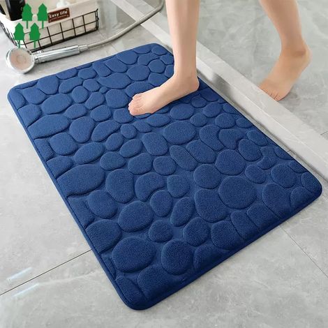 Badematte aus Memory-Schaum, saugfähiger Badvorleger, maschinenwaschbare weiche Badezimmermatte, für die Dusche, 40 x 60 cm, Blau