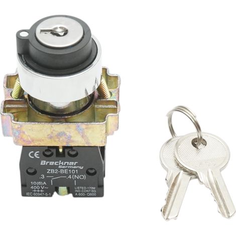 Selettore a 3 posizioni con blocco e chiave 2NO, 400V/10A, LAY5-BG33 Breckner Germany (1/5)
