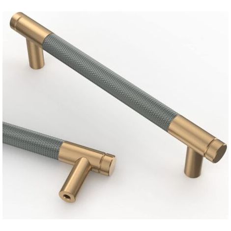 ALLIANDISLot de 10 poignées de meuble 128mm en métal doré – Antirouille et résistant à la corrosion – Avec vis pour tiroirs et armoires - UK0026 (1/5)