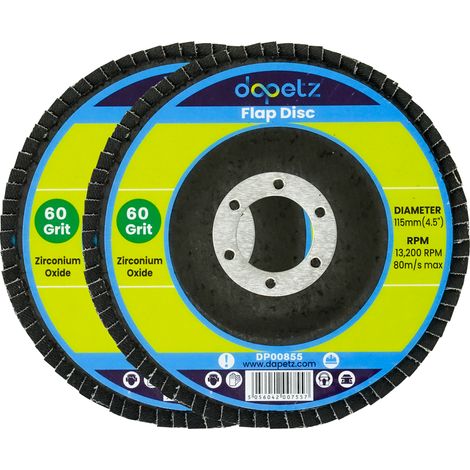 Dapetz ® Flap Discs 115mm 4.5" 60 Grit Grinding Discs Zirconium Sanding Discs Ideal for Angle Grinder to Sanding Grinding Metal, Wood and Stainless Steel Pack of 2 (1/5)