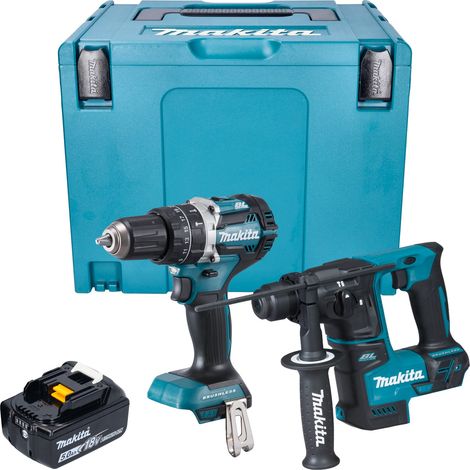 Makita DLX 2278 T1J Kit combiné batterie + perceuse-visseuse à percussion 54 Nm DHP 484 + marteau perforateur 1,2 J DHR 171 + 1x batterie 5,0 Ah + Makpac - sans chargeur (1/4)