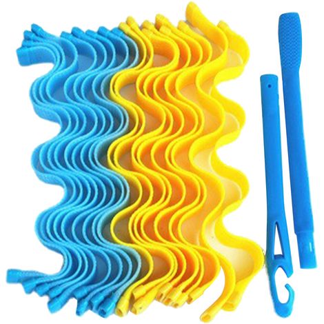 Kit de coiffure boucles spirales DIY rouleaux plastique pour cheveux longs extra longs 30cm/11,8in (18 pièces) femmes filles (1/5)